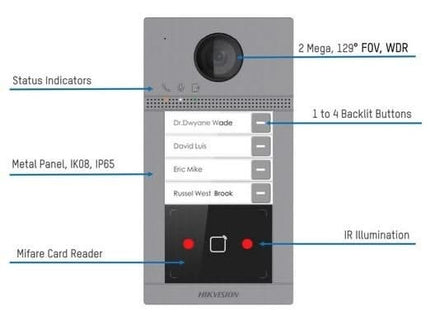 Hikvision Hikvision DS-KV8213-WME1 Encastré 2 poussoirs de sonnette illumination IR PoE 12v
