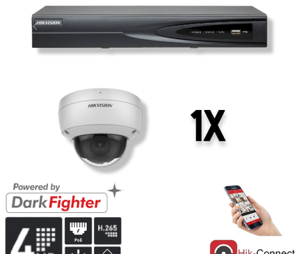 Hikvision Hikvision Set 1x Dome 4MP + Enregistreur & Câblage