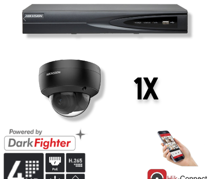 Hikvision Hikvision Set 1x Dome 4MP + Recorder & Bekabeling