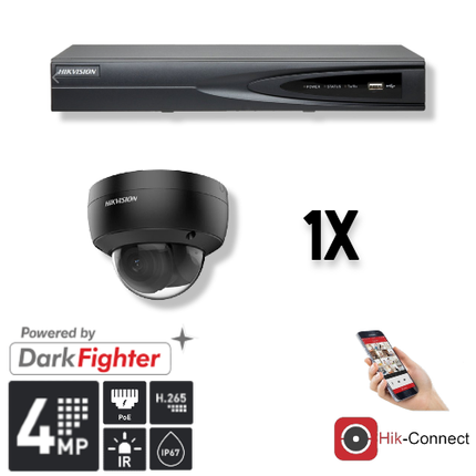 Hikvision Hikvision Set 1x Dome 4MP + Recorder & Cabling