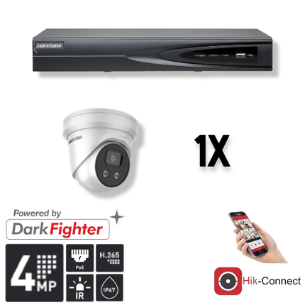 Hikvision Hikvision Set 1x Turret 4MP + Recorder & Bekabeling