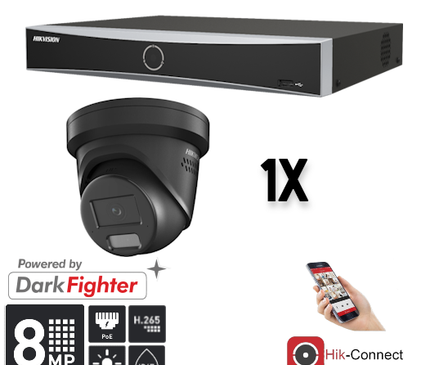 Hikvision Hikvision Set 1x Turret 8MP + Recorder & Bekabeling