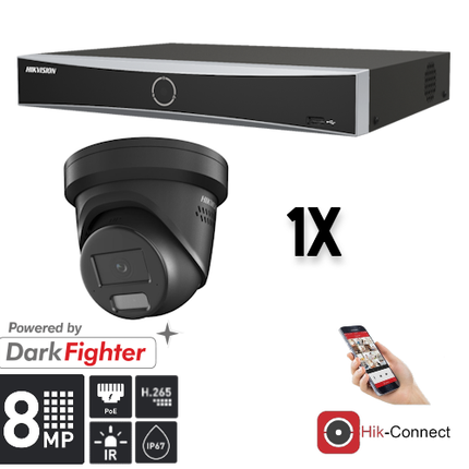 Hikvision Hikvision Set 1x Turret 8MP + Recorder & Cabling