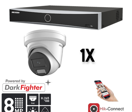 Hikvision Hikvision Set 1x Turret 8MP + Recorder & Bekabeling