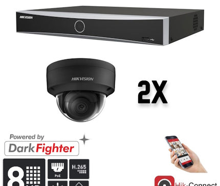 Hikvision : kit comprenant 2 caméras dôme 8 MP + enregistreur et câblage