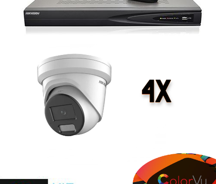 Hikvision Hikvision Set 4x Turret 4MP + Recorder & Bekabeling