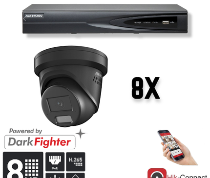 Hikvision Hikvision Set 8x Turret 8MP + Recorder & Cabling