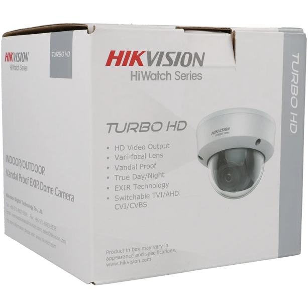 Hikvision HWT-D320-VF, 2MP Motor Zoom 2.8-12mm lens, dome camera, 40m IR, 4 in 1 video output coax