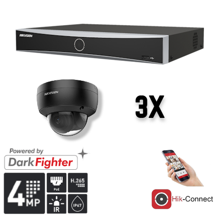 Set 3x Dome 4MP Recorder Cabling - Main Image