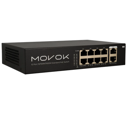 Movok 10 Poorts PoE Switch, Gigabit, 100m PoE
