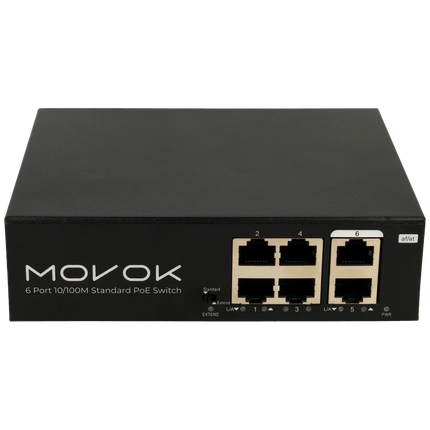 Movok 6-Port PoE Schalter, 100Mb, 250m PoE