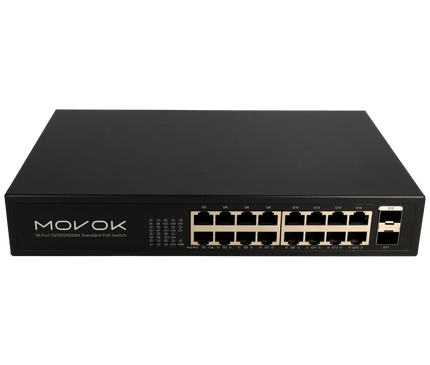 Movok Movok 18 Poorts PoE Switch, 16x PoE, 2x Uplink