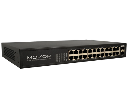 Movok Movok 26 Poorts PoE Gigabit Switch, 24x PoE, 2x Uplink