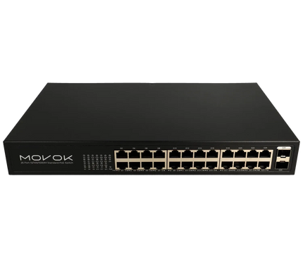 Movok Movok 26 Poorts PoE Gigabit Switch, 24x PoE, 2x Uplink