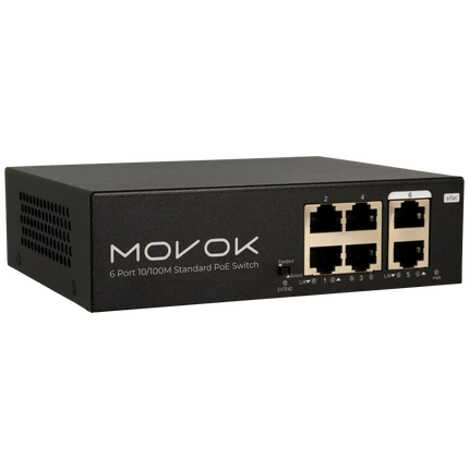 Movok Movok 6 Poorts PoE Switch, 100Mb, 250m PoE