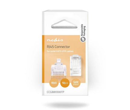 Nedis Nedis RJ45 Connector CAT5e , Verguld 10 Stuks, Solid Ader