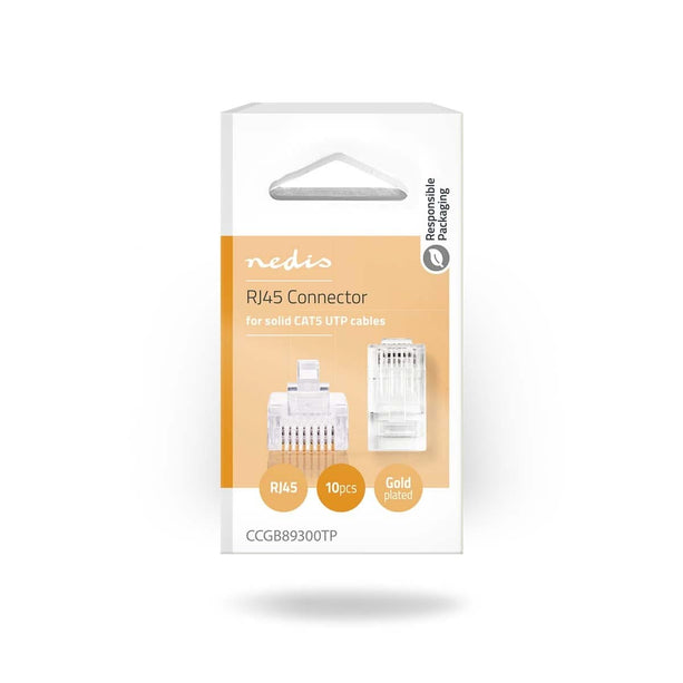 Nedis Nedis RJ45 Connector CAT5e , Gold-plated 10 Pieces, Solid Conductor