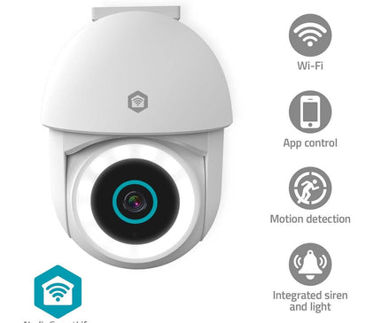 Nedis Nedis SmartLife PT bestuurbare camera voor buiten met WiFi en spotlight (Full Color), vaste voeding