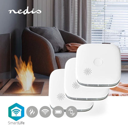 Nedis SmartLife Rookmelder set van 3 stuks incl. vervangbare batterijen