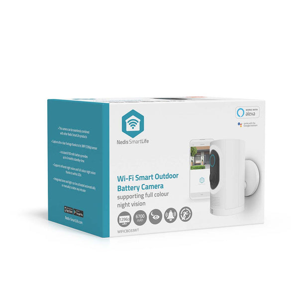 Nedis Wi-Fi Smartlife 3Mp IP-camera voor buiten met bewegingssensor, accu, hybrid light