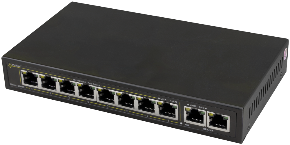 Pulsar Pulsar SG108WP 8xPoE+ 2x uplink Gigabit switch 120W t.b.v Pulsar kast