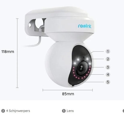Reolink E540, 5MP PTZ Dual-Band WiFi camera with scare lighting