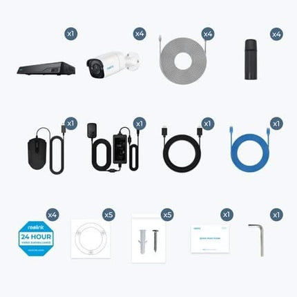 Reolink NVS8-5MD4, Beveiligingsset 2TB, 5MP, PoE en slimme detectie met 4x Turretcamera