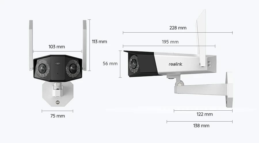 Reolink Reolink B750-W 4K/8Mp wireless Dual-lens battery camera 180gr viewing angle, smart detection