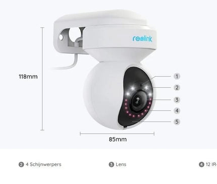 Reolink Reolink E540, 5MP PTZ Dual-Band WiFi camera with scare light