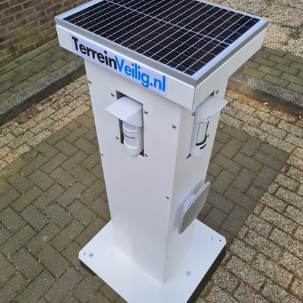 TerreinVeilig Bewakingszuil wit incl. Ajax systeem | Zonnepaneel | Oplader | Accu