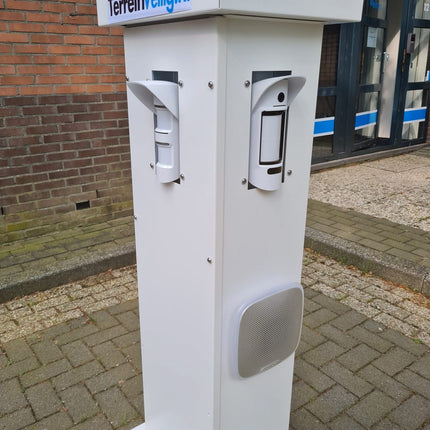 TerreinVeilig Bewakingszuil wit incl. Ajax systeem | Zonnepaneel | Oplader | Accu