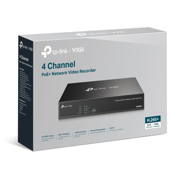 TP-Link TP-Link VIGI NVR1004H-4P-2TB - 4 Kanaals PoE NVR met 2TB HDD