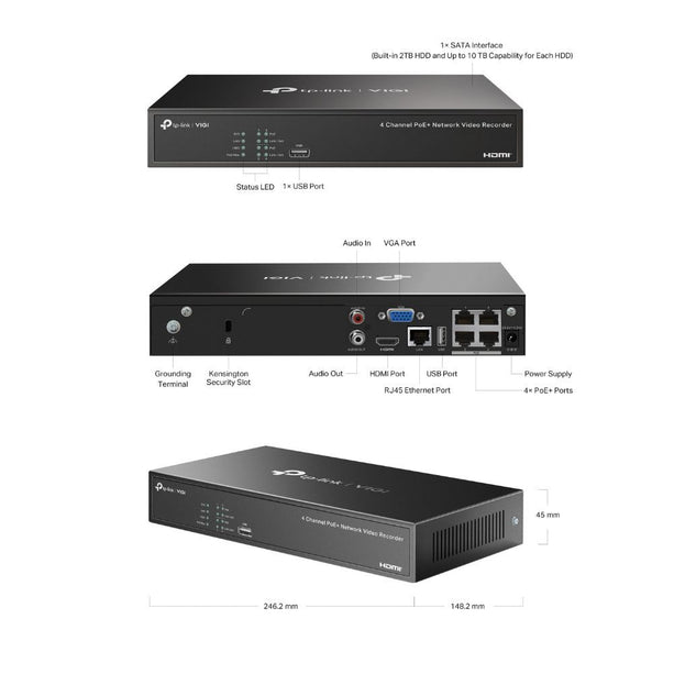 TP-Link TP-Link VIGI NVR1004H-4P - 4 Kanaals PoE NVR