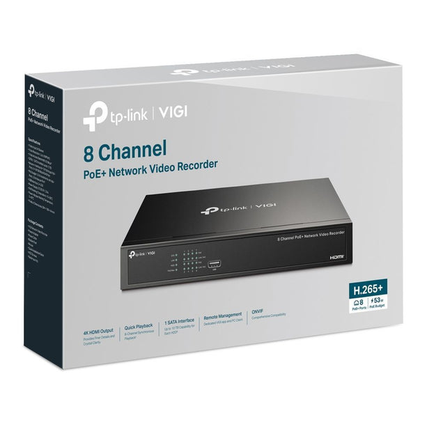 TP-Link TP-Link VIGI NVR1008H-8MP - 8 Kanaals PoE+ NVR